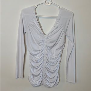 Long sleeve white fitted sexy shirt